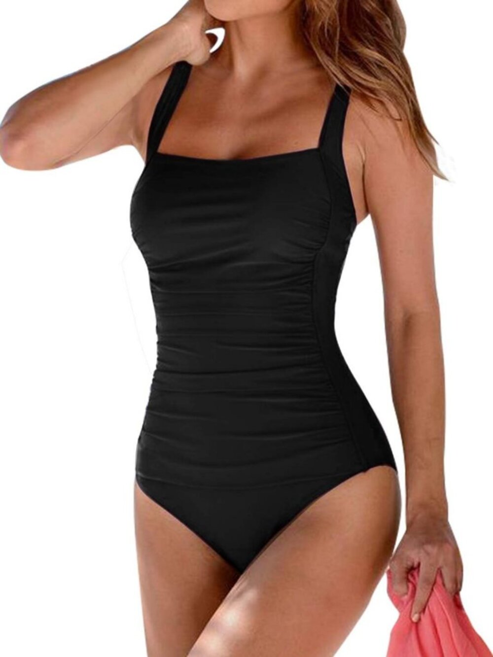 Vintage Padded Push-Up One-Piece Swimsuit with Tummy Control & Plus Size Options